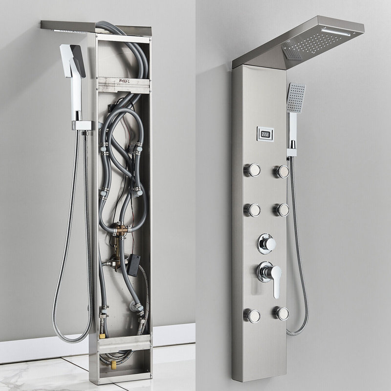 44.48'' Shower Panel with Fixed Shower Head, Brushed Nickel