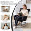Fauteuil berçant à oreilles en tissu Teddy avec poche de rangement latérale, chaise berçante d'allaitement douce et confortable, base en bois massif robuste et sécuritaire, chaise d'appoint polyvalente pour chambre de bébé et salon, bleu foncé.-133210599