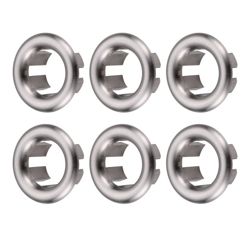 6Pcs Overflow Ring, Bathroom Sink Hole Trim Cover In Polished Chrome, Brushed Nickel