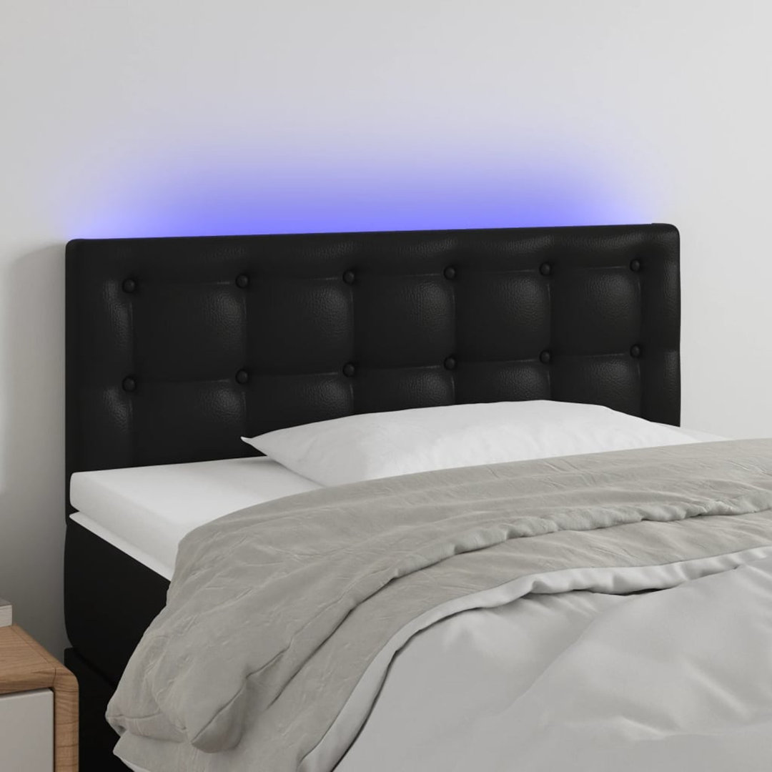 LED Kopfteil Schwarz 100x5x78/88 cm Kunstleder