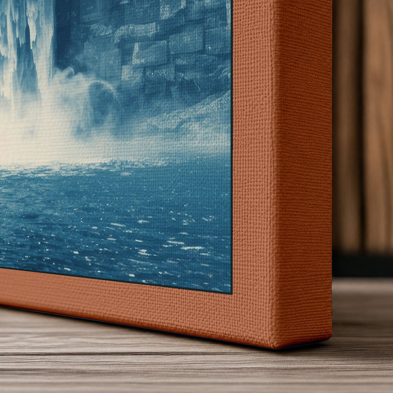 Luminous Waterfall Scandinavian - Wrapped Canvas, 36x24 - 91.4 x 61.0 cm, Terracotta Border