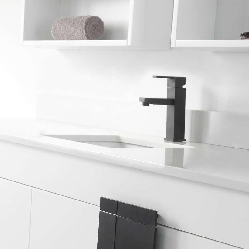 Ensemble de meuble-lavabo simple 60 po Maisie, Peinture blanc mat, Noir