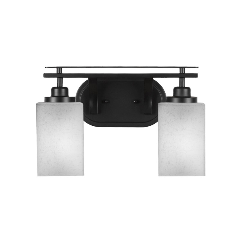 Barre d'éclairage de salle de bain 2 lumières Roderik, Blanc, Noir mat