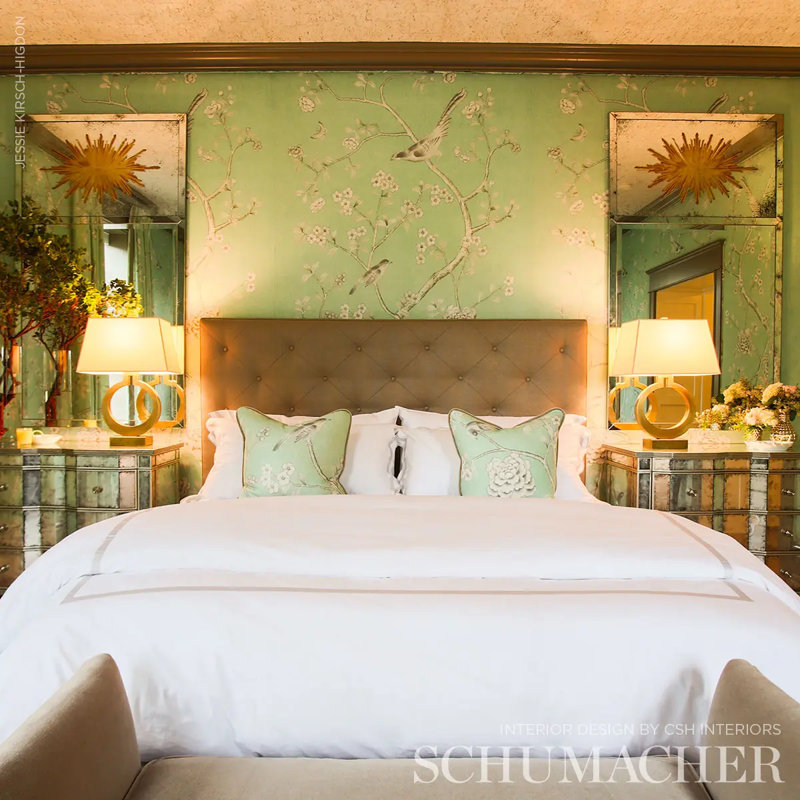 Schumacher x Mary McDonald Chinois Palais Panel, Aquamarine