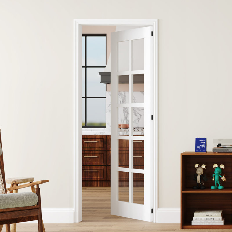 Intérieur Porte en verre transparent à 10 panneaux avec porte à garde-manger avec panneau à noyau solide et bande à assemblage rapide