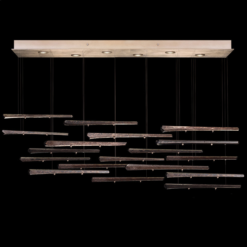 Luminaire suspendu géométrique pour îlot de cuisine 6 lumières Elevate, Or
