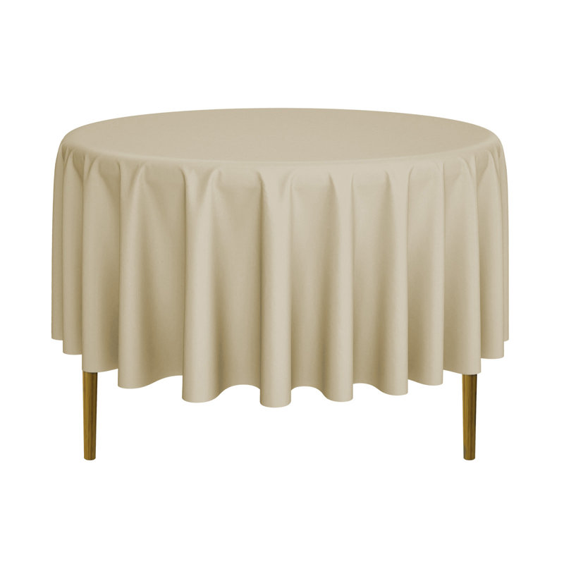 Solid Color Round Tablecloth, Beige, 5, 90" L x 90" W 