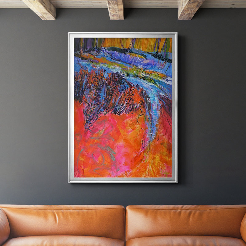 Vibrant Flow I sur papier, H 42,5 po x l 30,5 po x P 1 po, Encadrement argenté