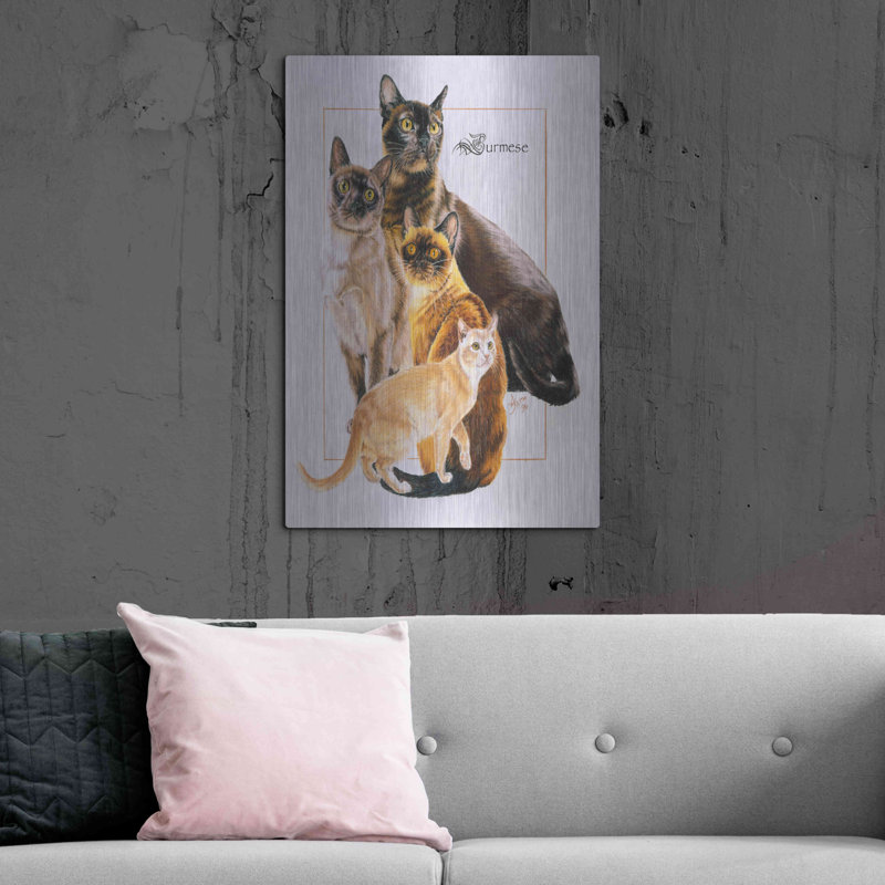Burmese par Barbara Keith - peinture sur métal sans cadre, H 36 po x l 24 po x P 0,13 po