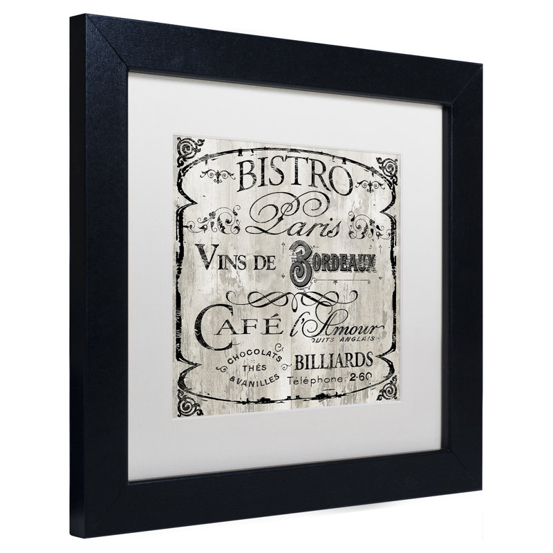«Jadaya Paris Bistro III» par Color Bakery, affiche vintage encadrée, H 16 po x l 16 po x P 0,5 po, Blanc
