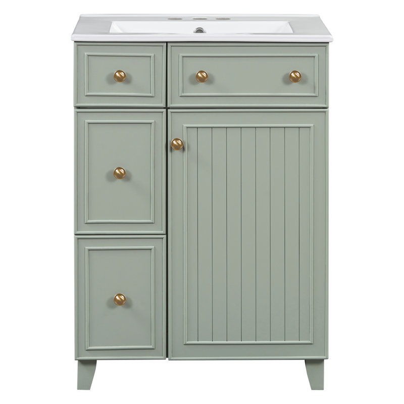 Meuble-lavabo autoportant 24 po 24 po, Argent argent, Vert