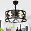 Ventilateur de plafond moderne en cage de 20 po avec ensemble d'éclairage et contrôle APP, ventilateur de plafond industriel en cage noir à 7 pales