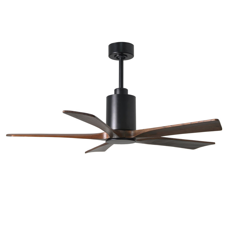 Patricia 52'' Ceiling Fan with LED Lights, Matte Black, Walnut Tone