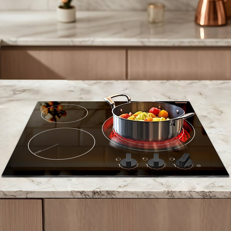 Karinear 24" Black Electric 3 Burner Cooktop