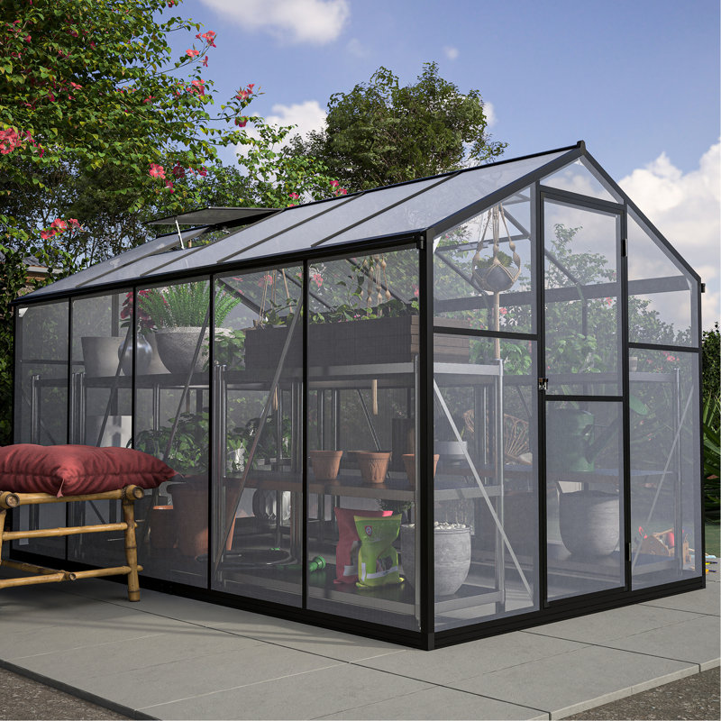 Ensemble de serre d'extérieur de 6 pi x 10 pi avec porte verrouillable en aluminium et fenêtres de ventilation avec cadre de construction stable idéal pour le jardinage