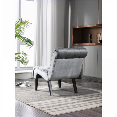 Chaise d'appoint COOLMORE en velours sans accoudoirs, fauteuil confortable rembourré avec pieds en bois pour le salon, la chambre à coucher et le bureau pour adultes