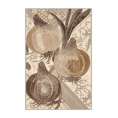 Machine Washable Higgins Onion Classic Oriental Rug in Brown – Beige Binding