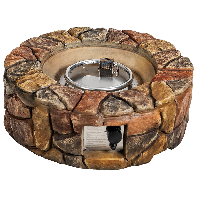 Tanessa Round Steel Propane Smokeless Fire Pit, Brown