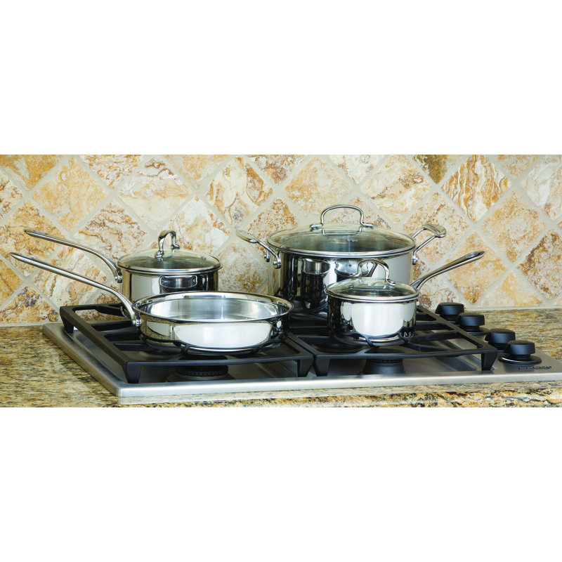 7-Piece Stainless Steel Tri-Ply Cookware Set with Glass Lids