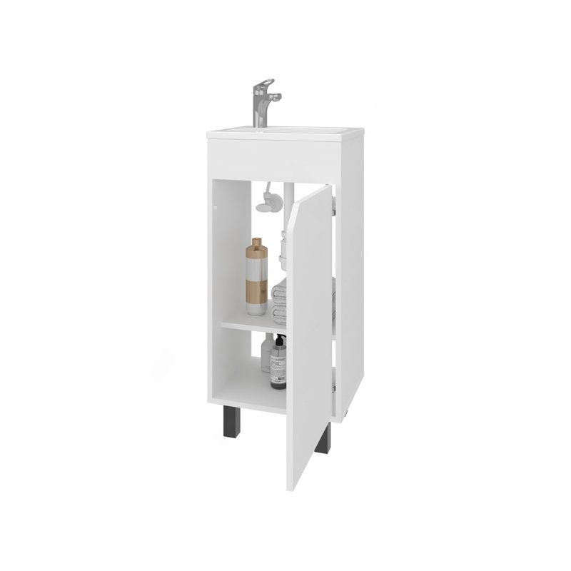 Quartzsite  Bathroom Vanity With Integrated Sink, White, White