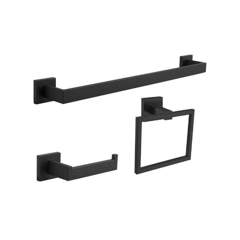 Kins Matte Black 3 pieces Decorative Bathroom Hardware sets, Matte Black