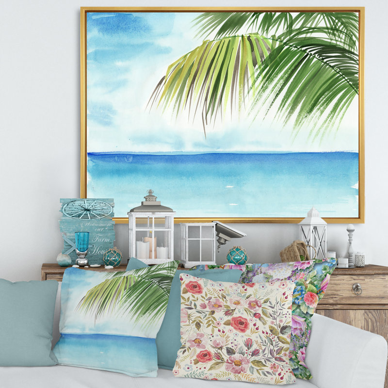 Palm Beach Resort At Dawn III - reproduction sur toile, H 30 po x l 40 po x p 1 po, Toile encadrée d'or