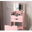 Ensemble de coiffeuse et tabouret 3 en 1 multifonctionnel, 3 modes d'éclairage couleur, miroir HD, 2 tiroirs coulissants et tabouret de rangement caché-1296333165