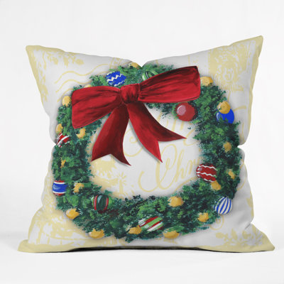 Madart Inc Pine Wreath Throw Pillow