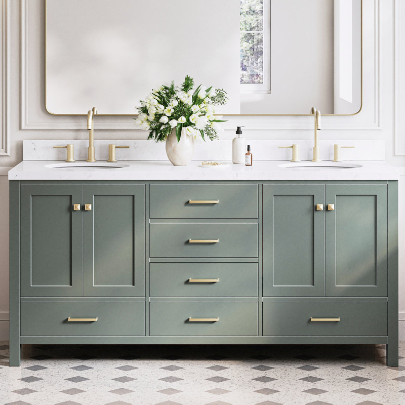Amariani 72.25'' Double Bathroom Vanity with Top, Vintage Green