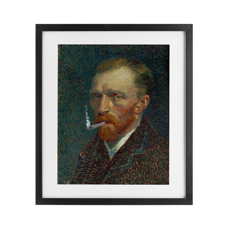 «Van Gogh Portrait with Smoke», reproduction encadrée sous verre, conception de maîtres Redux, Cadre noir minuit