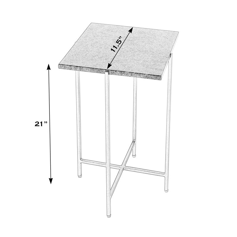 Nigella Square Marble & Metal Side Table, White Marble/Black