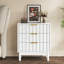 Commode 3 tiroirs avec panneau cannelé, commode moderne avec poignée chic, grande table de chevet