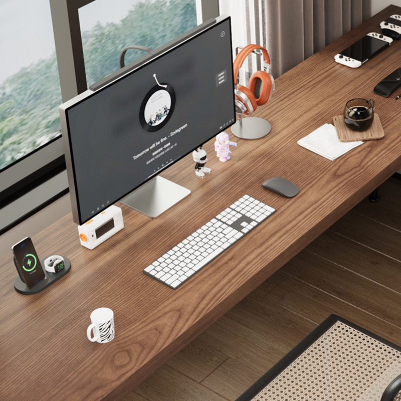 62.99" Brown L-Shaped Solid Wood Desks, Right Hand Return, 29.53" H x 70.87" W x 47.24""D