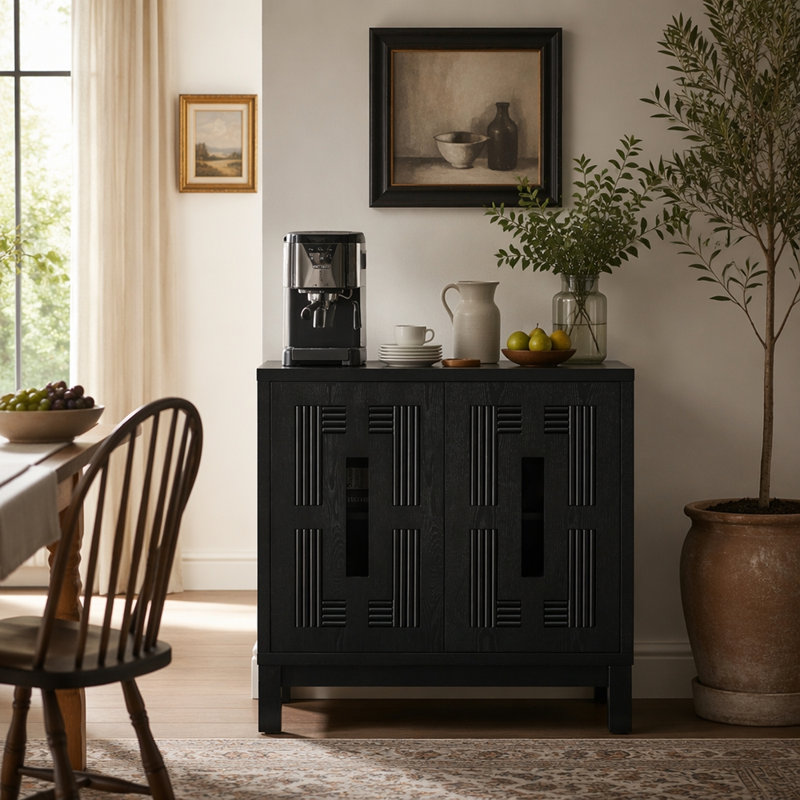 Buffet 31,5 po Mid Century Modern, Noir