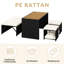 Patio Convertible PE Rattan Set, Slatted Acacia-Top Dining Table