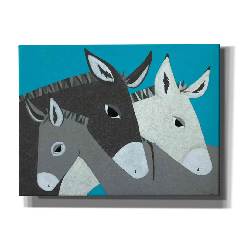 «Donkey Family» par Casey Craig, impression sur toile, H 12 po x l 16 po x P 0,75 po