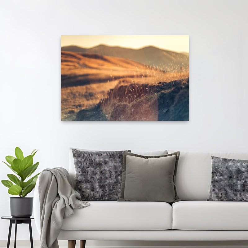 Golden Horizon, art mural abstrait contemporain, H 48 po x l 32 po