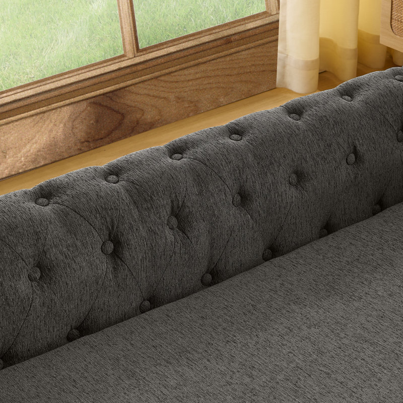 Canapé surélevé durable pour chien avec tissu en lin confortable, mobilier moderne pour animaux de compagnie, Gris