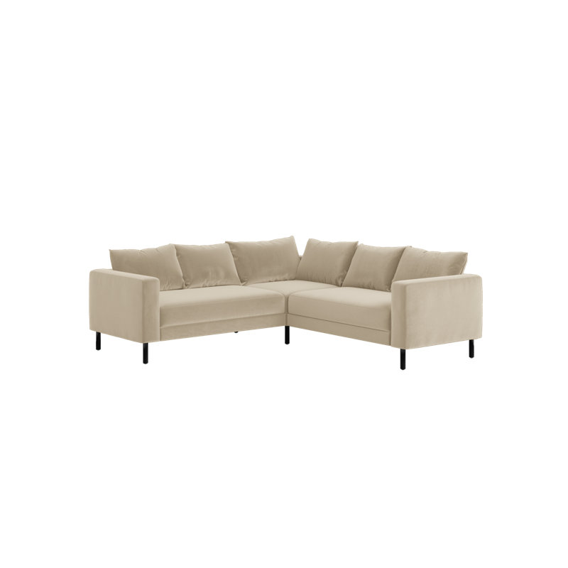 Essential 5-Seat Corner Sectional, Cashew Recycled Velvet, Metal
