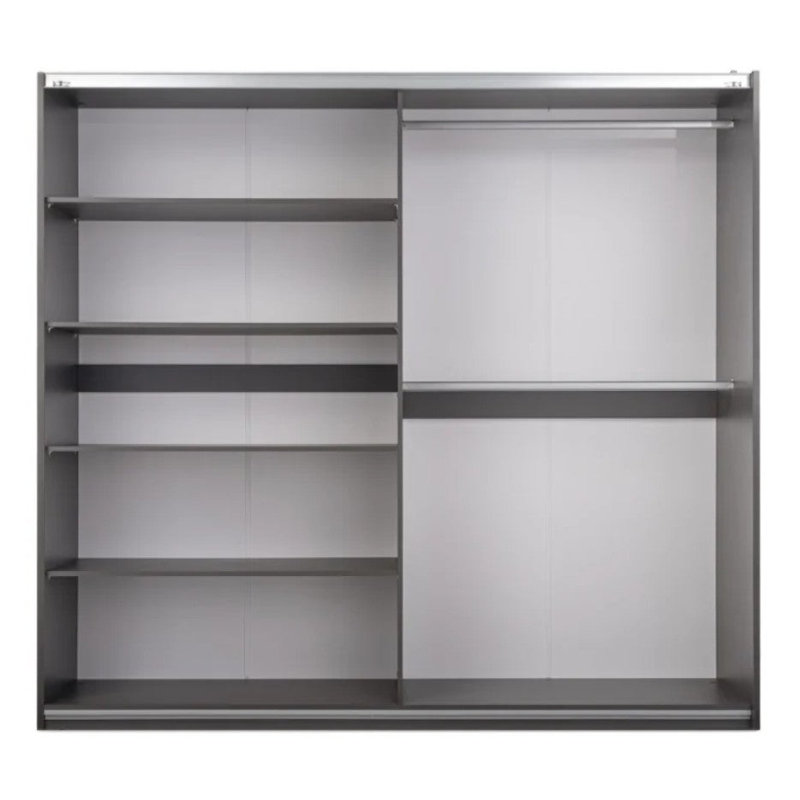 Manufactured Wood Wardrobe, 215xm H x 250cm W x 65cm D, Grey