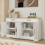 White Buffet Storage Cabinet With 2 Drawers And 4 Doors, 55.96". Look For Various Rooms. & Stable 55.96" Large Sideboard In White. Drawers, Doors Dining Room. Wood Grain Finish Construction