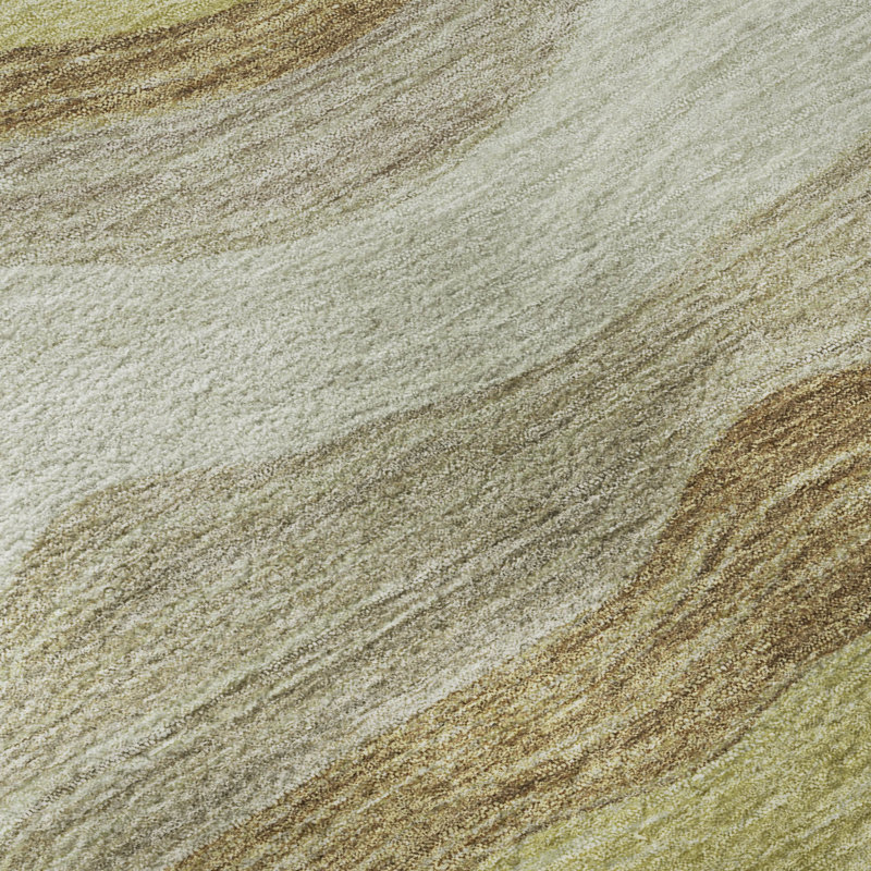 Premium Machine Washable Mayfield AMF2397 Striped Rug, Wheat, 3' x 5'