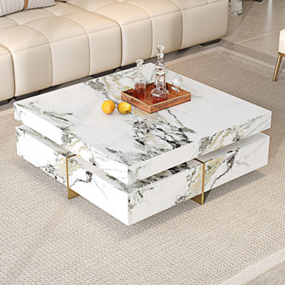 Table basse carrée avec tiroirs