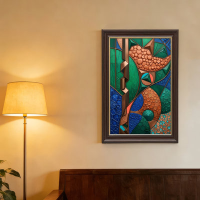 Art mural antique sur toile encadré doré pour le salon, la chambre à coucher, le bureau ou le vestibule - décoration murale décorative avec art abstrait
