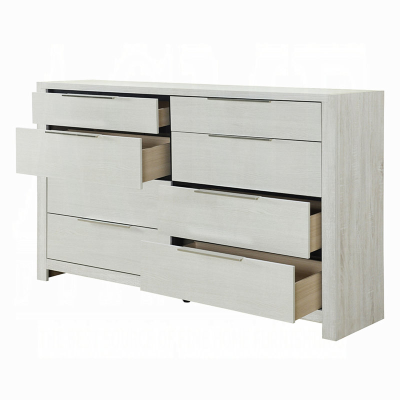 Commode 1 pièce moderne avec finition beige et mobilier de chambre à coucher avec 8 tiroirs de rangement