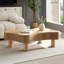 Table basse cylindrique en bois de forme artisanale 42,52 pouces