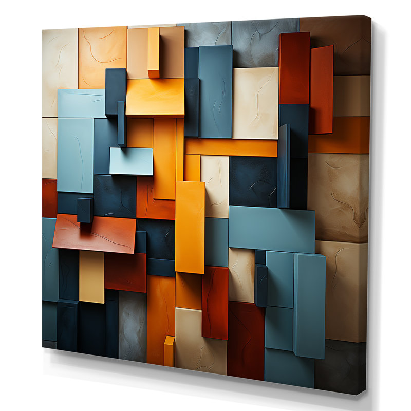 «Cubist Harmony Tones Collage - Cubism», reproduction sur toile encadrée, Toile tendue, H 36 po x l 36 po x P 1,5 po