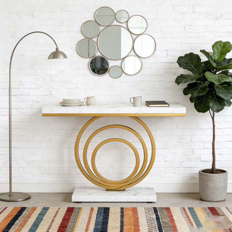 Narrow Entryway Sofa Table with Ring Base