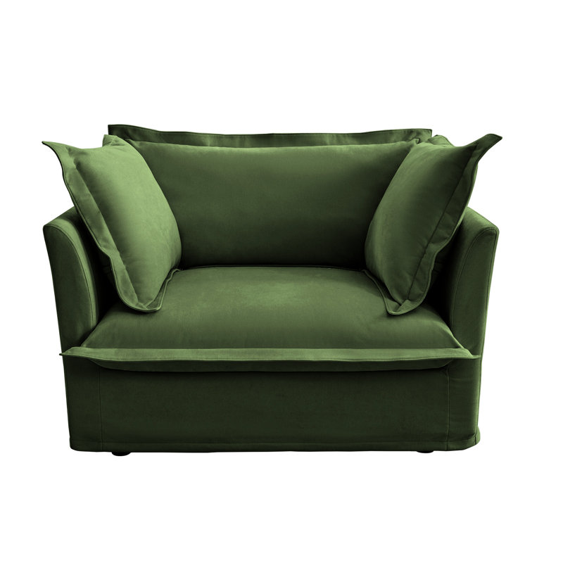 Élégante chaise avec 1 grand coussin de dossier, 2 coussins décoratifs et siège de style fauteuil profond, housses lavables