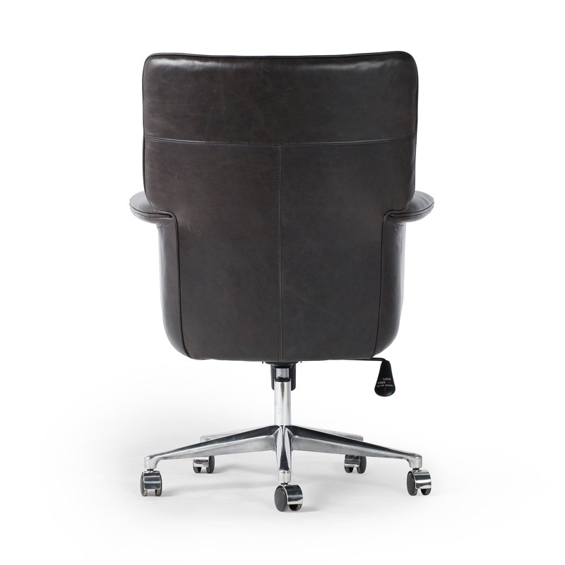 Humphrey Leather Swivel Office Chair, Sonoma Black Genuine Leather